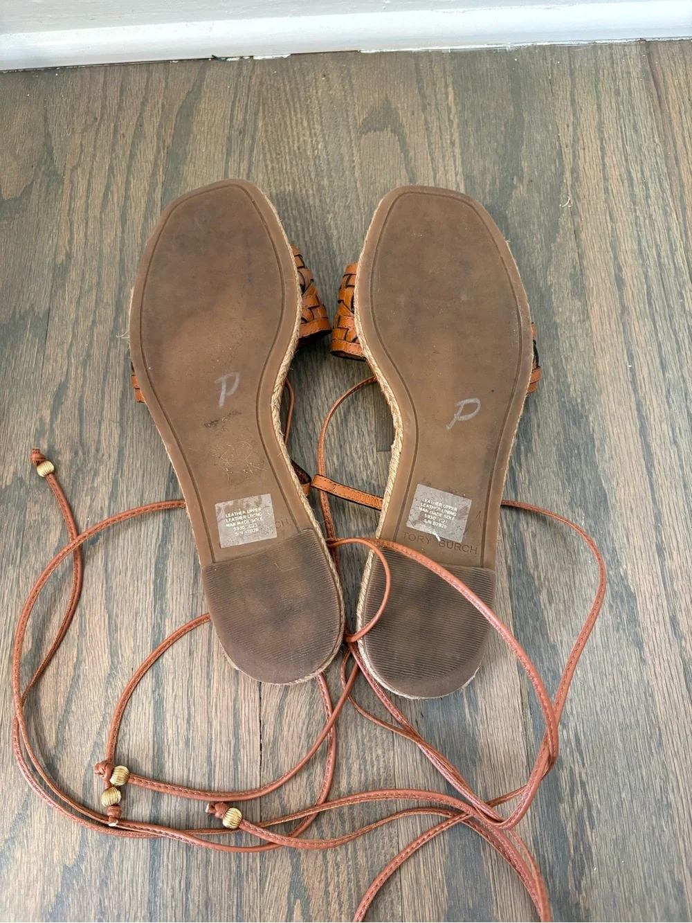 Tory Burch Basketweave Espadrille Wrap Sandal Size 7
